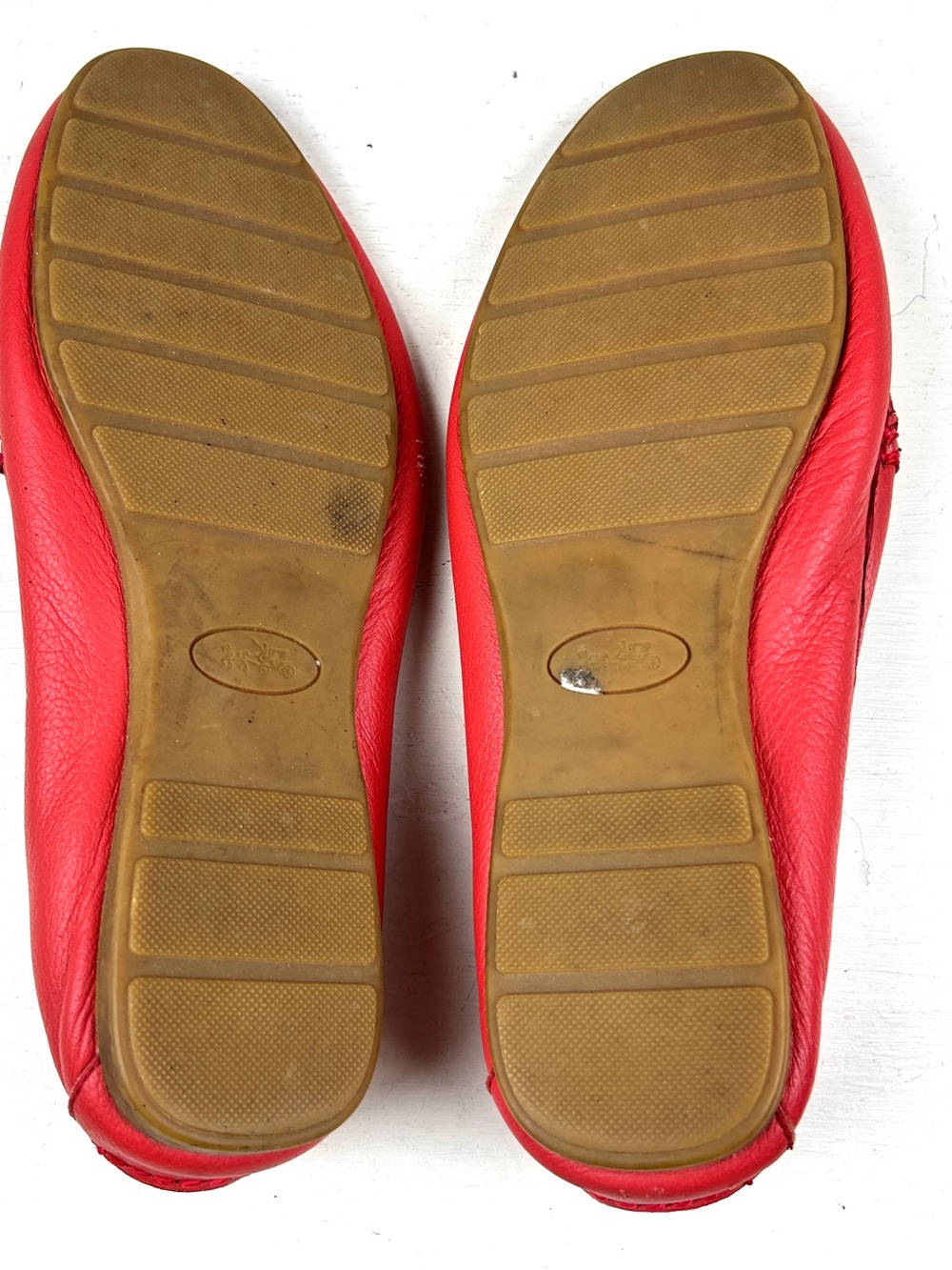 COACH Driver Red Pebbled Leather Loafers Women, US 10 - Picture 6 of 7